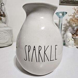 Rae Dunn White Ceramic Vase with 'Sparkle' Text